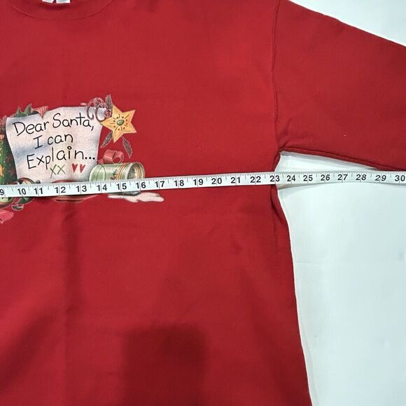 Vintage JERZEES Sweatshirt Red Crewneck Dear Santa I Can Explain Size XL - Picture 5 of 7